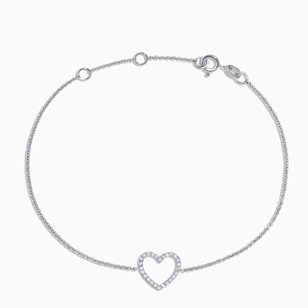 Effy Novelty 14K White Gold Diamond Heart Bracelet, 0.10 TCW - Picture 5 of 12